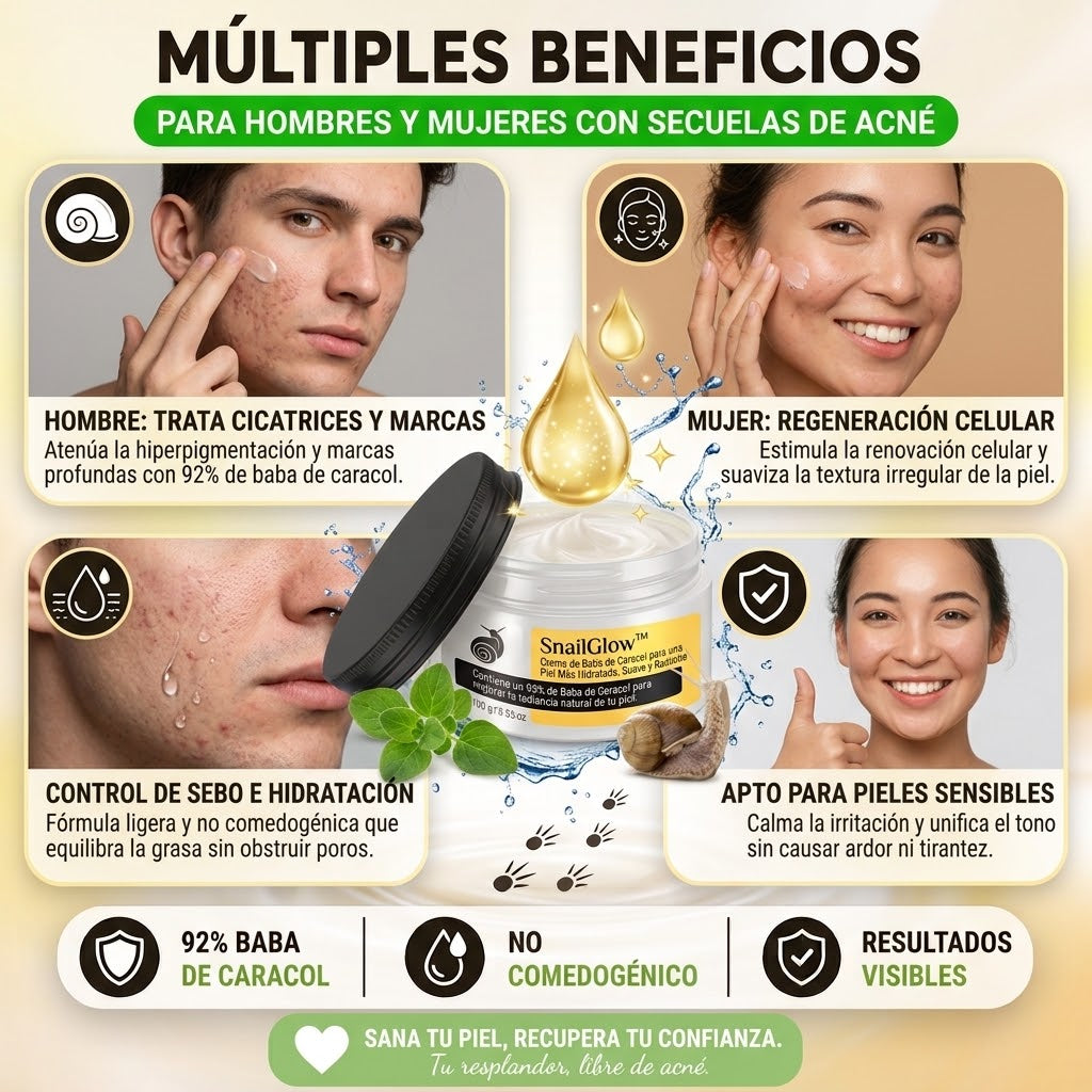 SnailGlow™️ – Crema de Baba de Caracol para una Piel Más Hidratada, Suave y Radiante ✅