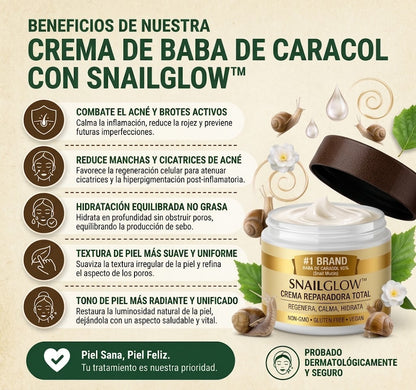 SnailGlow™️ – Crema de Baba de Caracol para una Piel Más Hidratada, Suave y Radiante ✅