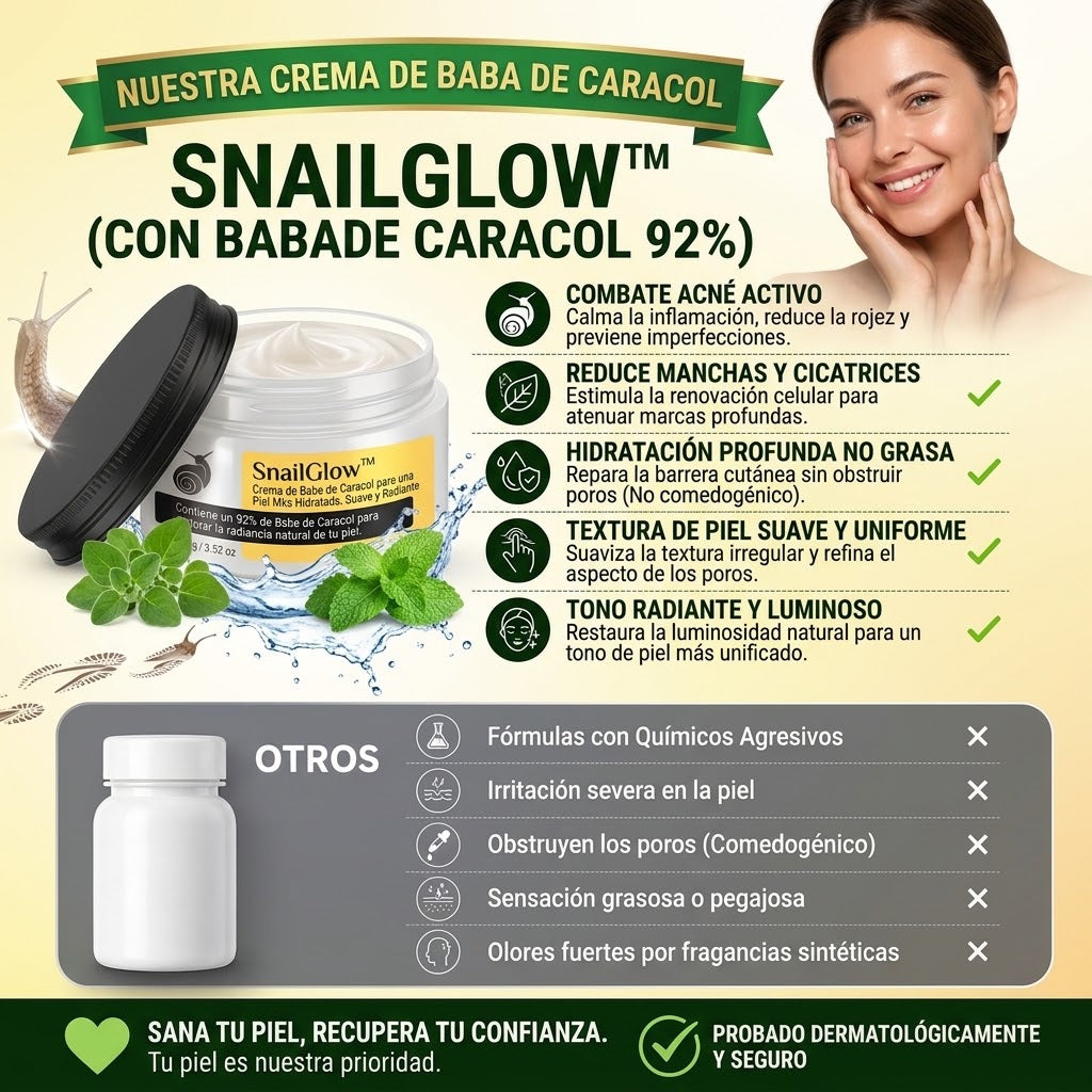 SnailGlow™️ – Crema de Baba de Caracol para una Piel Más Hidratada, Suave y Radiante ✅