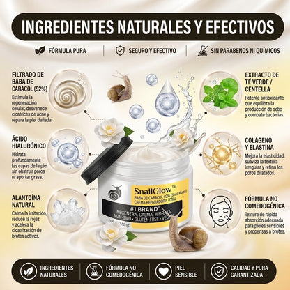 SnailGlow™️ – Crema de Baba de Caracol para una Piel Más Hidratada, Suave y Radiante ✅